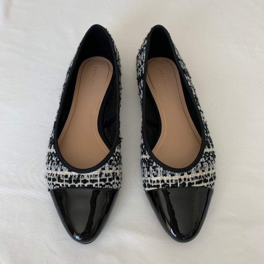 NWOT ZARA CAPPED TOE BALLET FLATS